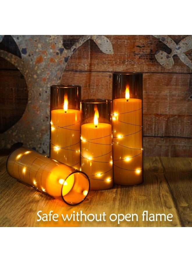Bukela 5 PCS LED Candles with Timer Flickering Flameless Candles for Romantic Ambiance and Home Decoration Stable Acrylic Shell,With Embedded Star String，battery Operated Candles (Grey) - Image 4